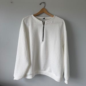 SHEIN white pullover with black and silver zipper detail